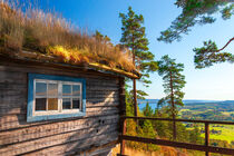Holzhütte mit Blick auf das Tal by Margit Kluthke