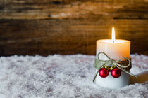 Christmas candle with red xmas balls decoration by Alex Winter
