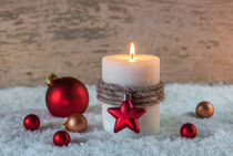 Christmas candle with xmas balls decoration by Alex Winter
