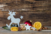 Funny Christmas decoration with reindeer for a christmas card von Alex Winter