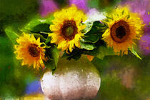 Sonnenblumen in Vase. Gemalt. by havelmomente