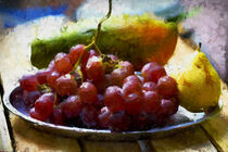 Weintrauben auf Obstschale. Gemalt. by havelmomente