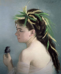 Portrait of a Girl holding a Sparrow  by Eva Gonzales