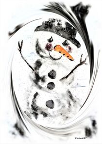 Snowman in Swirling Snow by eloiseart