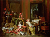 Interior with a Lady at a Harpsichord  by Francesco Fieravino