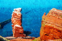 Roten Vogelfelsen mit Felsen Lange Anna von Helgoland. Gemalt. Nordseeinsel. von havelmomente