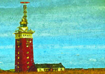 Leuchtturm auf Helgoland. Ehemaliger Flakturm. Gemalt. by havelmomente