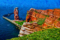 Roten Vogelfelsen mit Felsen Lange Anna von Helgoland. Gemalt. Nordseeinsel. von havelmomente