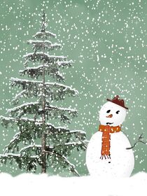 Winter Scene With Snowman 2 by David Dehner