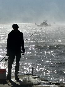Fishing Lake Michigan  by eddie-druid