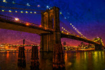Nächtliche Brooklyn Bridge in New York. Gemalt. by havelmomente