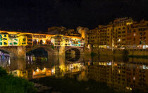 Night in Florence. ponte vecchio bridge. painted. von havelmomente