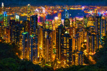 Skyline of Hong Kong in China. Painted. von havelmomente