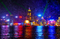 Cityscape of Hong Kong by Night. Painted. by havelmomente