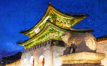 Buddhist temple of Seoul by night. Painted. by havelmomente