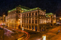 Wien  bei Nacht. Ansicht der Staatsoper. Gemalt. by havelmomente