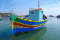 Ein buntes Fischerboot auf Malta by Berthold Werner