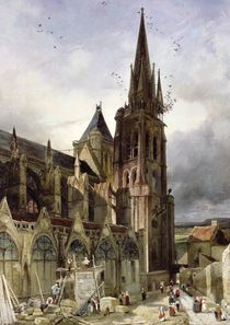 Restoring the Abbey Church of St. Denis in 1833  by Adrien Dauzats