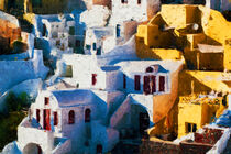 Cityscape of Santorini. Traditional houses and doors. Painted. by havelmomente
