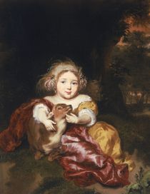 Girl Caressing a Fawn  by Nicolaes Maes