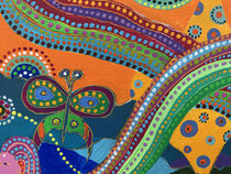 BUTTERFLY ON THE RAINBOW, a detail from the painting SuRRENDER von Rosie Jackson