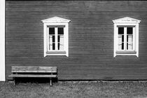 Two Windows And A Wooden Bench by Jukka Heinovirta