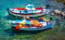 Boote im Meer vor Kreta. Gemalt. von havelmomente