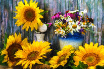 Sonnenblumen und Blumenstrauß. Gemalt. by havelmomente