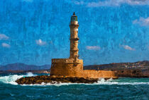 Leuchtturm von Rethymno auf Insel Kreta. Gemalt. by havelmomente