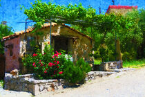 Häuschen im Weinberg im Dorf Krasi auf Insel Kreta. Gemalt. von havelmomente