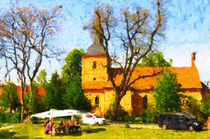 Ansicht der Kirche in Ribbeck im Havelland. Gemalt. by havelmomente