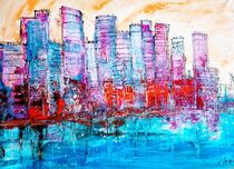 Cityscape  pink blue by Ingrid  Becker