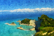 Felsformation Akra Drastis auf Insel Korfu. Griechenland gemalt. by havelmomente