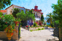 Kloster auf Insel Korfu. Klosergarten. Gemalt. by havelmomente