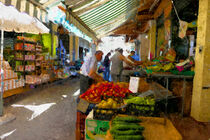 Markt von Korfu Stadt an der Festungsmauer. Wochenmarkt Griechenland. von havelmomente