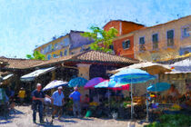 Markt von Korfu Stadt an der Festungsmauer. Wochenmarkt Griechenland. by havelmomente