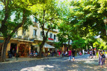 Schattige Geschäftsstraße in Korfu Stadt. Griechenland. von havelmomente