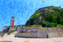 Alte Festung in Korfu Stadt Griechenland. Gemalt. von havelmomente
