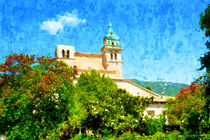 Stadtansicht von Valldemossa auf Insel Mallorca. Villa gemalt. von havelmomente