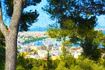Blick auf die Inselhauptstadt Palma da Mallorca vom Berg. Gemalt. by havelmomente