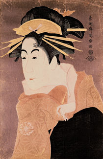 Matsumoto Yonesaburo in the role of the courtesan Kewaizaka No Shosho  by Toshusai Sharaku