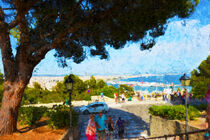 Aussicht über Palma de Mallorca und den Hafen. Gemalt. by havelmomente