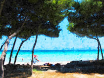 Strand von Mallorca unter Pinien. Gemalt. von havelmomente