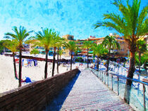 Strandpromenade von Alcudia auf Mallocra, gemalt. by havelmomente