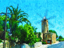 Windmühle auf Mallorca. Gemalt. by havelmomente