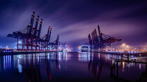 Hamburger Hafen Containerterminal Burchardkai bei Nacht