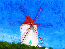Windmühle auf Mallorca. Gemälde. von havelmomente