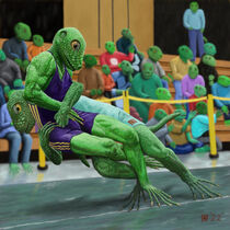Lizard Man Warrior Wrestling by Ted Helms