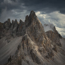 Paternkofel mountains in the Dolomite Alps in South Tyrol during summer with dark clouds in sky by Bastian Linder