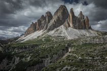 Mountain panorama with Three Peaks mountain summits in the Dolomite Alps in South Tyrol by Bastian Linder